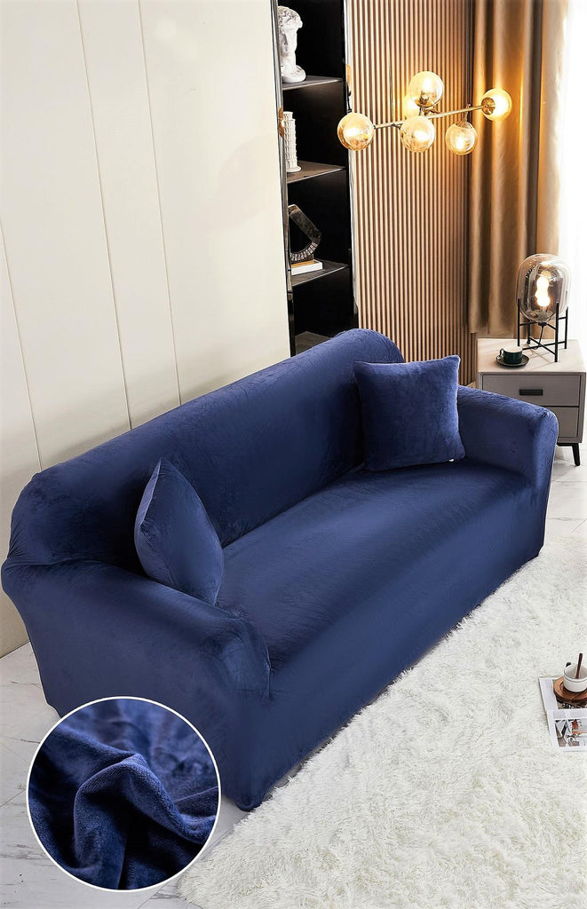 Husa Elastica Canapea Catifea Bleumarin HMC3AI