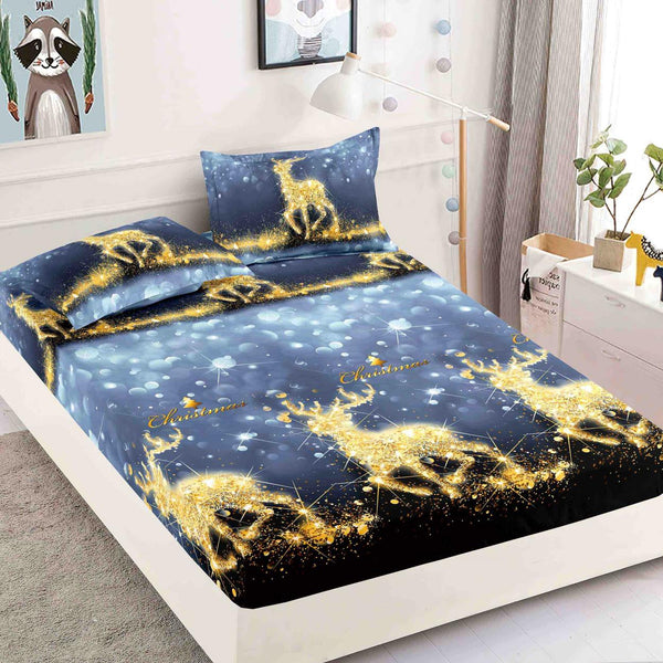 Huse cu Elastic Bumbac Finet Craciun Albastre Reni HCJ32