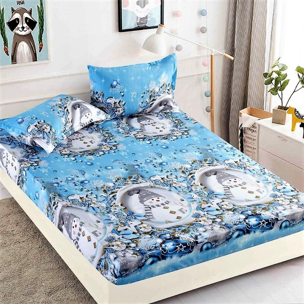 Huse cu Elastic Bumbac Finet Craciun Albastre Globuri HCJ21