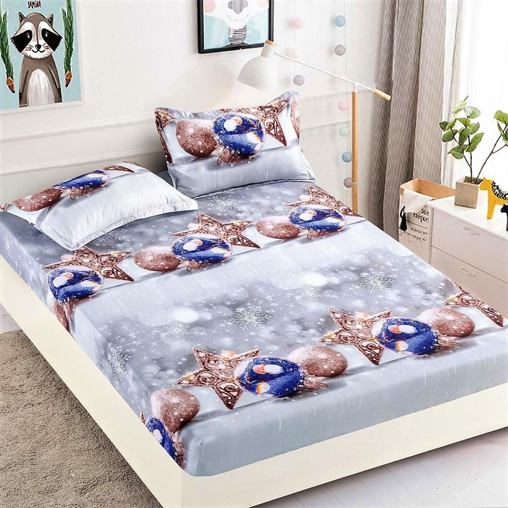 Huse cu Elastic Bumbac Finet Craciun Gri Ornamente HCJ07