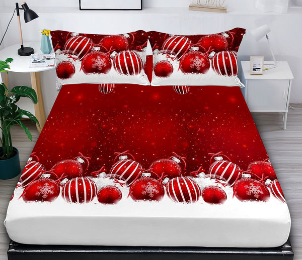 Husa CRACIUN, Finet cu Elastic + 2 Fete de Perna, Pat Dublu, Cod HCR09