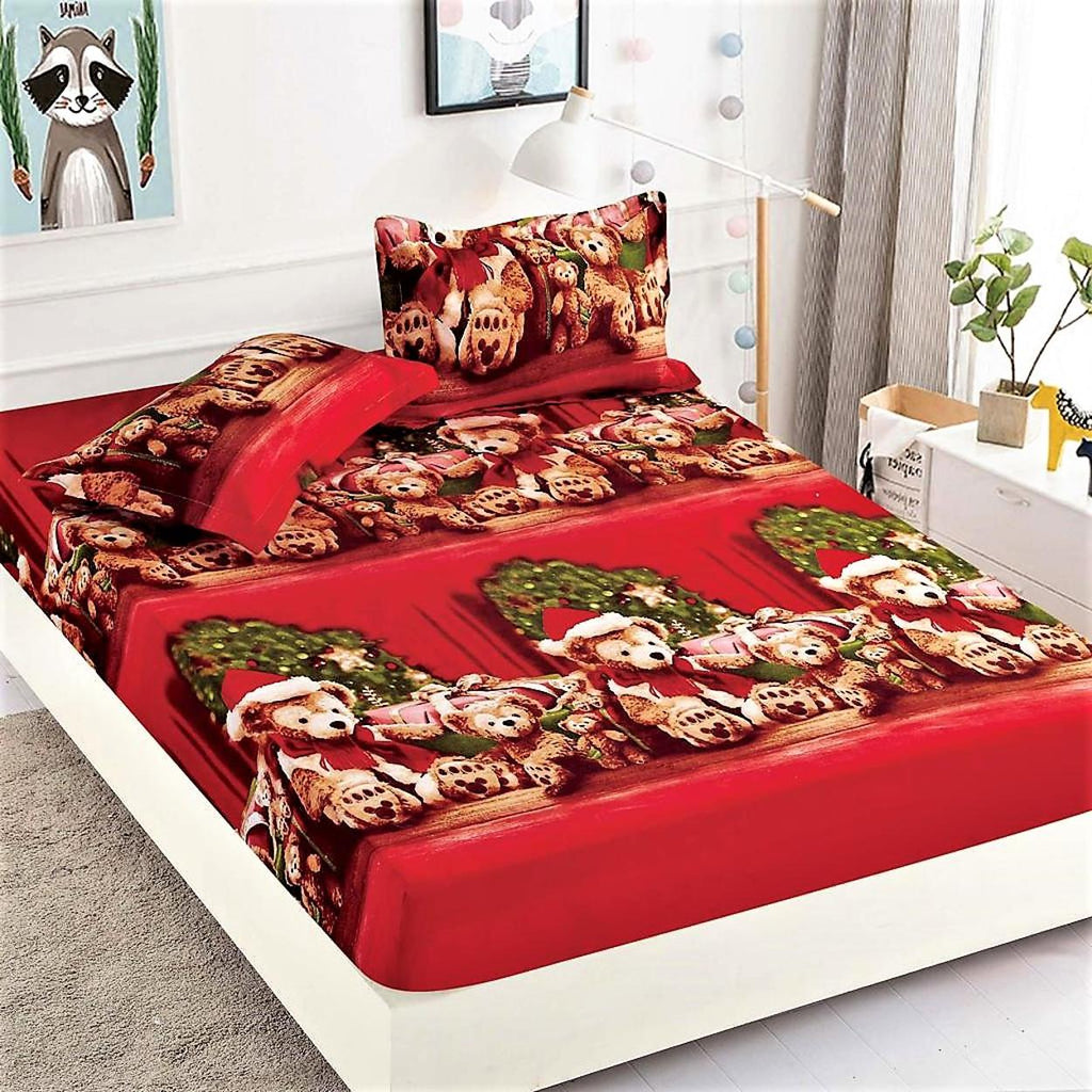 Huse cu Elastic Bumbac Finet Craciun Rosii Ursuleti HCJ18