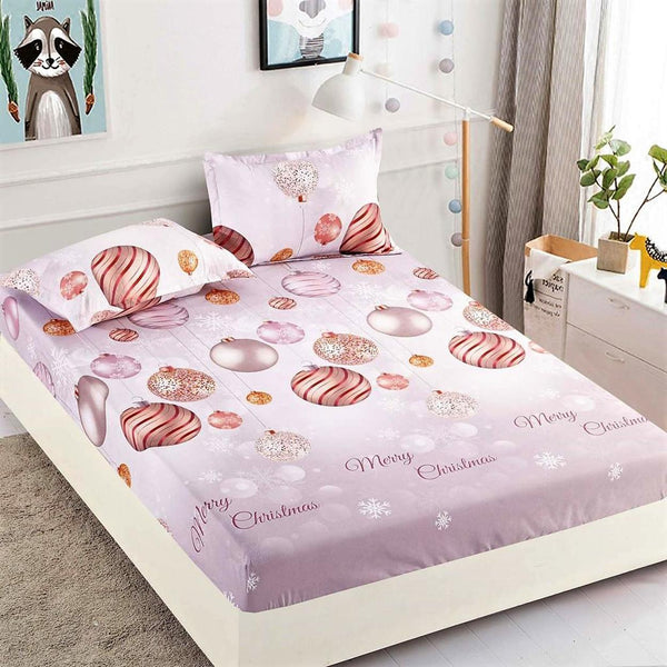 Huse cu Elastic Bumbac Finet Craciun Roz Ornamente HCJ04