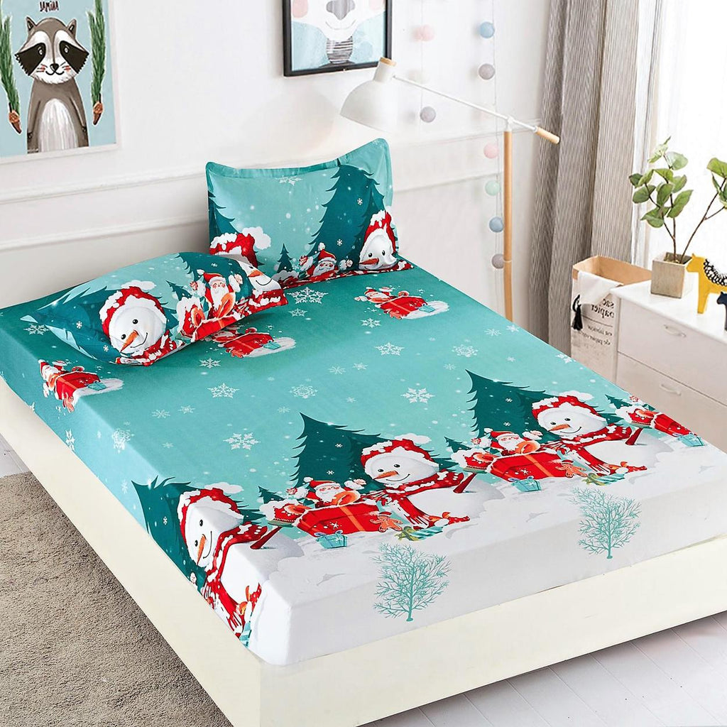 Huse cu Elastic Bumbac Finet Craciun Verzi Fulgi de Nea HCJ31