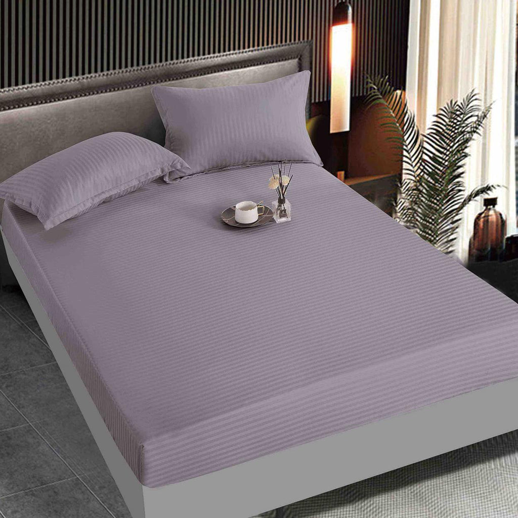Huse de pat cu Elastic Bumbac Damasc Pat Dublu Gri CD29