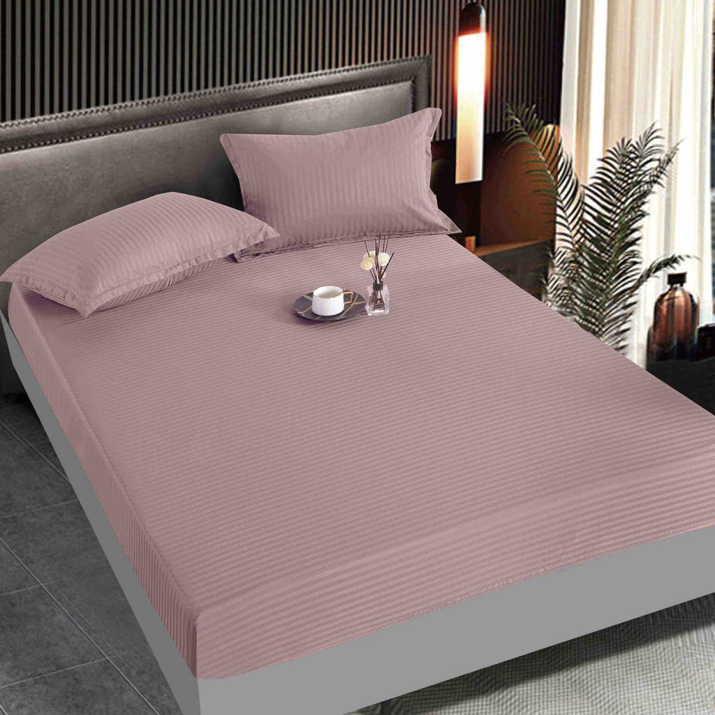 Huse de pat cu Elastic Bumbac Damasc Pat Dublu Roz Pudra CD25
