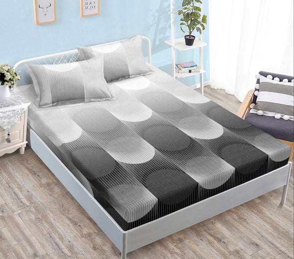 cearceaf pat cu elastic husa bumbac satinat superior 160x200 gri abstract CF63