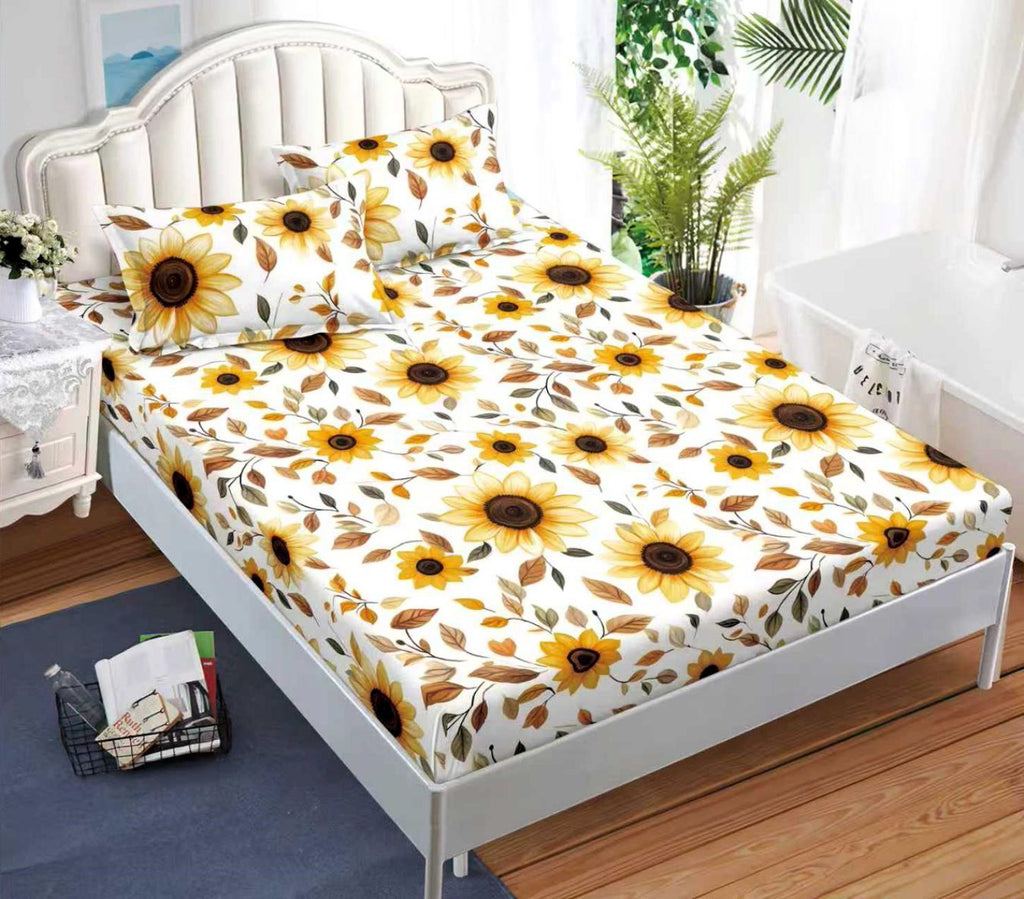 cearceaf pat cu elastic husa bumbac satinat superior 160x200 galben floarea soarelui CF43