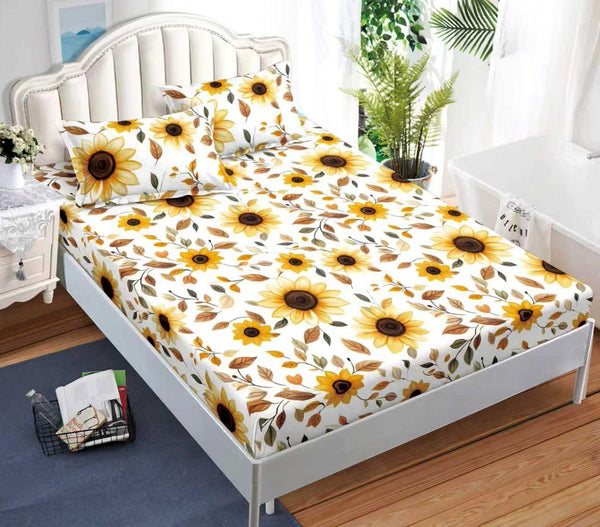 cearceaf pat cu elastic husa bumbac satinat superior 160x200 galben floarea soarelui CF43
