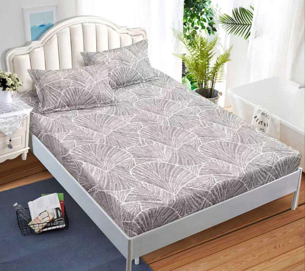 cearceaf pat cu elastic husa bumbac satinat superior 160x200 gri abstract CF35