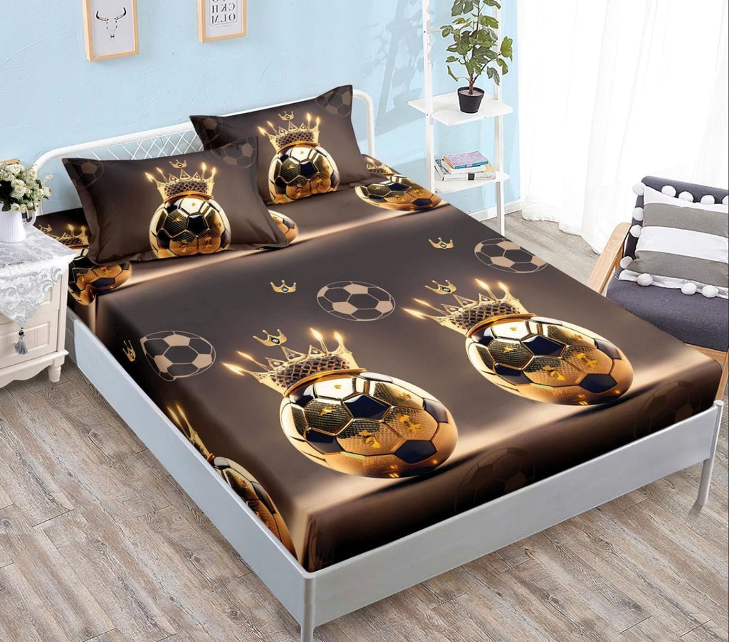 cearceaf pat cu elastic husa bumbac satinat superior 160x200 maro auriu forbal CF74