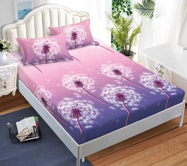 cearceaf pat cu elastic husa bumbac satinat superior 160x200 mov roz flori CF79