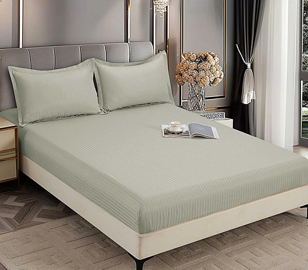 Huse de pat cu Elastic Bumbac Damasc Pat Dublu Verde Deschis CD501