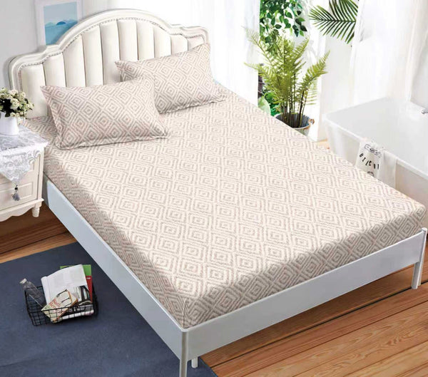 cearceaf elastic 180x200 bumbac satinat crem abstract CF585