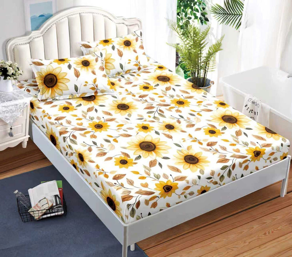 cearceaf elastic 180x200 bumbac satinat galben floarea soarelui CF601