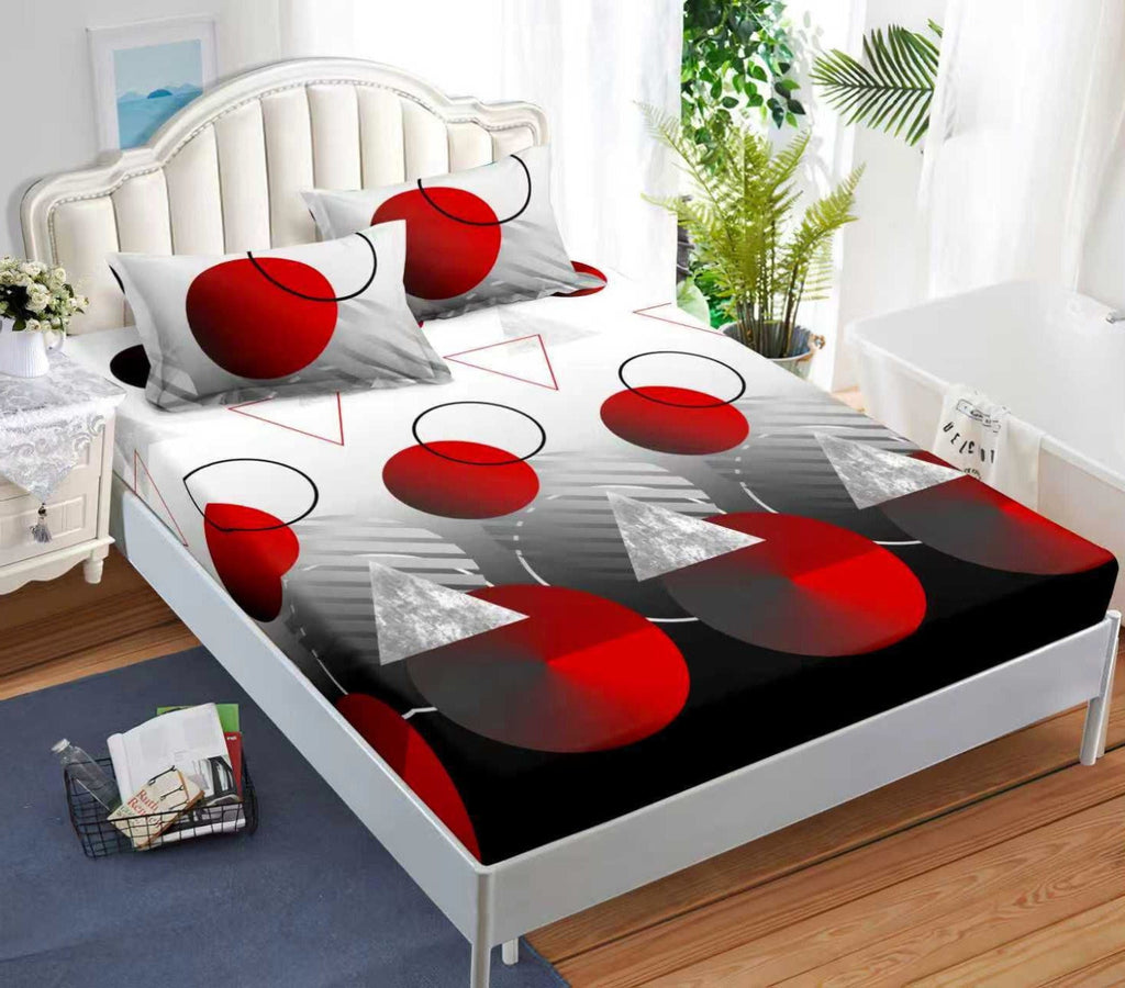 cearceaf elastic 180x200 bumbac satinat gri abstract CF602