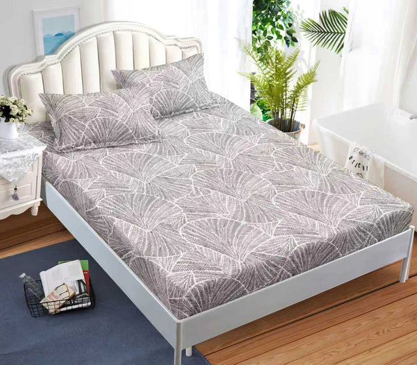 cearceaf elastic 180x200 bumbac satinat maro abstract CF609