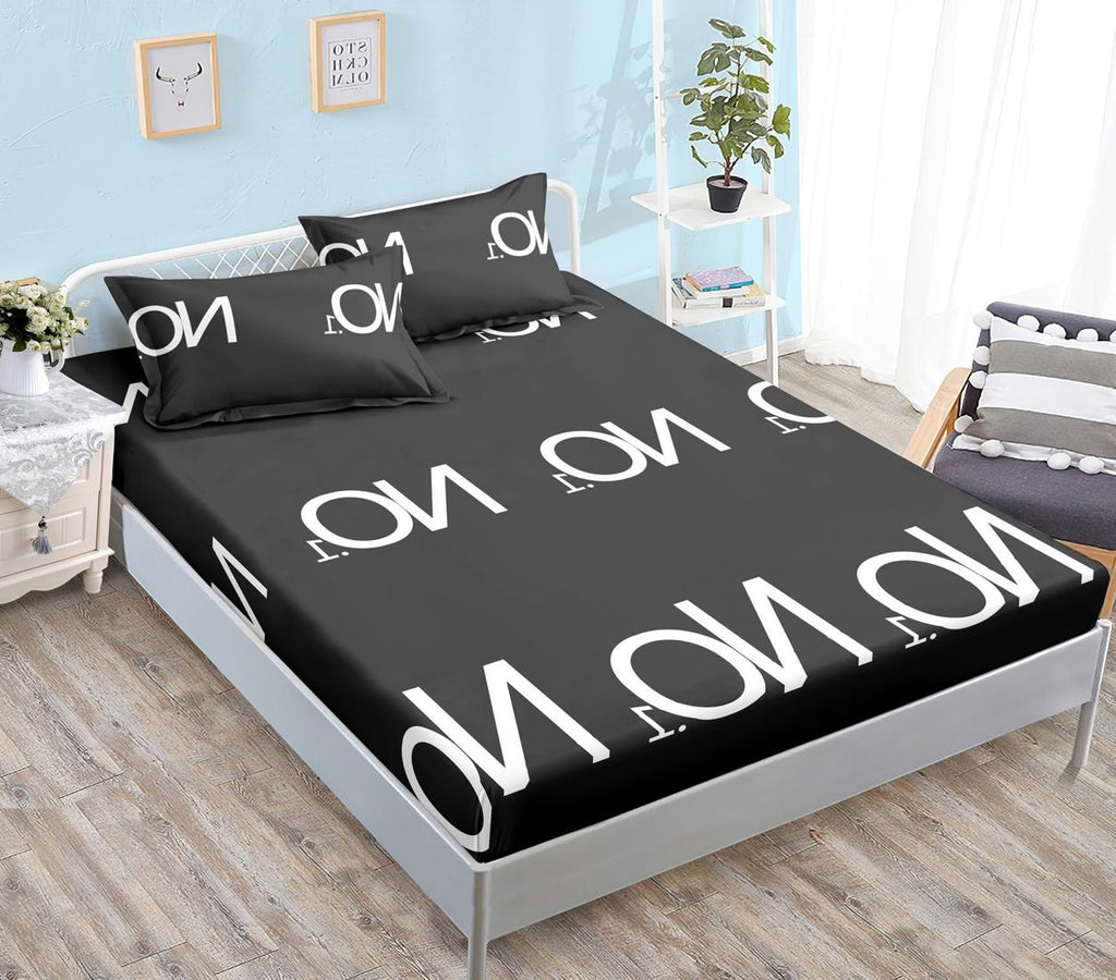 Huse cu Elastic Bumbac Satinat Pat Dublu Negre NO1 CF535
