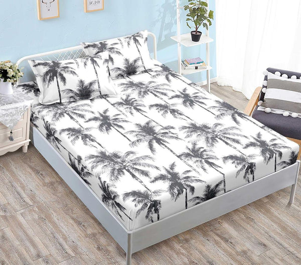 Huse Saltea cu Elastic Bumbac Finet Pat Dublu Alb Palmieri CFN288