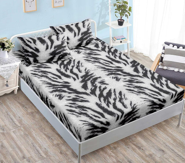 Huse Saltea cu Elastic Bumbac Finet Pat Dublu Gri Dungi CFN282