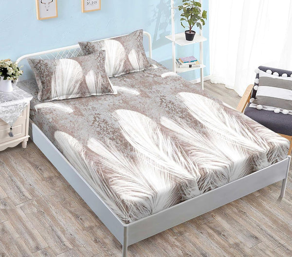 Huse Saltea cu Elastic Bumbac Finet Pat Dublu Gri Pene CFN256