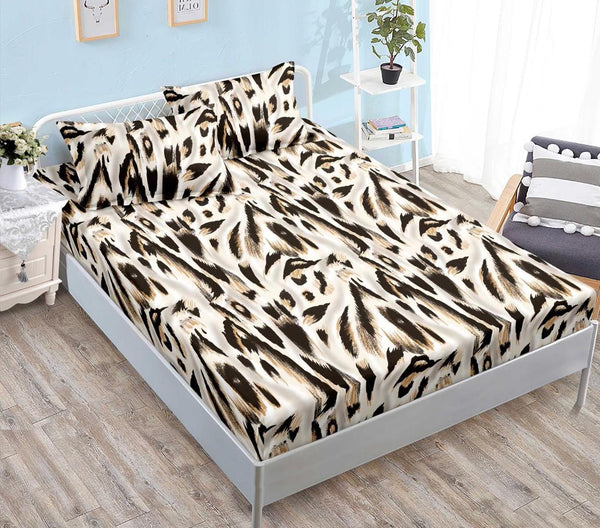 Huse Saltea cu Elastic Bumbac Finet Pat Dublu Bej Dungi CFN267