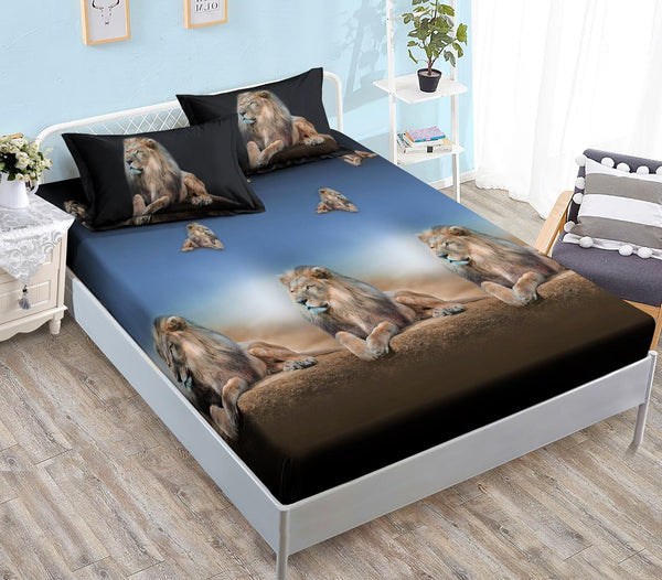 Huse Saltea cu Elastic Bumbac Finet Pat Dublu Maro Lei CFN129