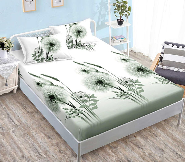 Huse Saltea cu Elastic Bumbac Finet Pat Dublu Verde Frunze CFN292