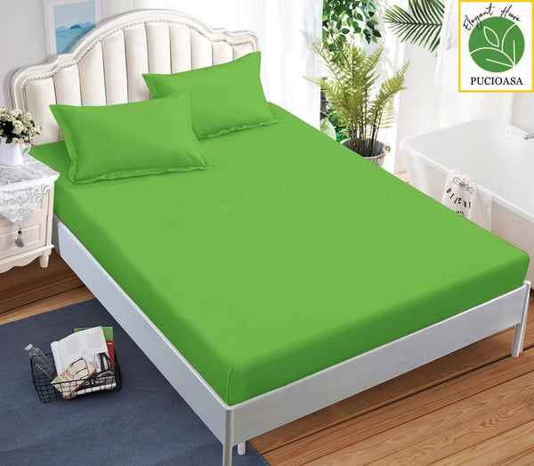 Huse Saltea cu Elastic Bumbac Finet Pat Dublu Verzi Uni CFN160