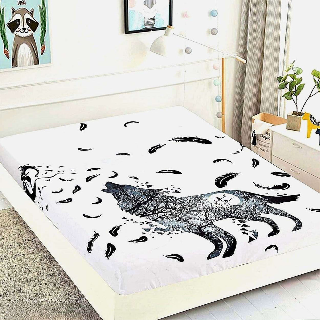 huse cu elastic bumbac finet o persoana alb negru gri lup pene CFS13