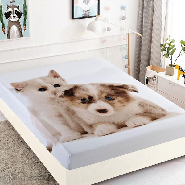 huse cu elastic bumbac finet o persoana alb maro catel pisica CFS08