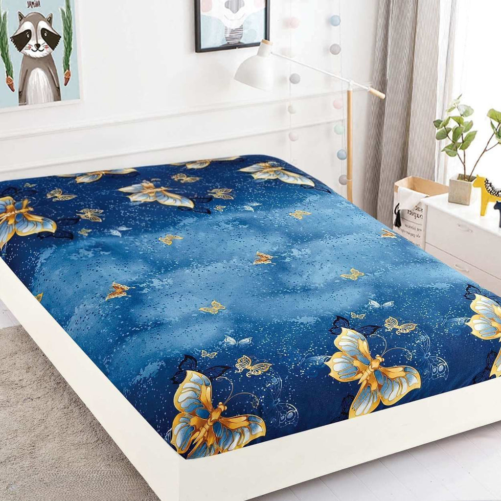 huse cu elastic bumbac finet o persoana albastru galben portocaliu fluturi CFS06