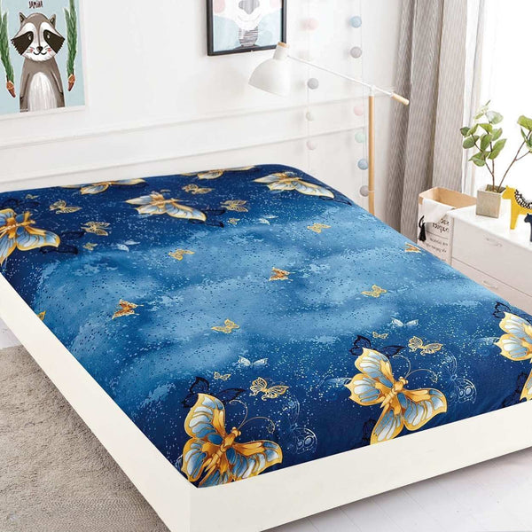 huse cu elastic bumbac finet o persoana albastru galben portocaliu fluturi CFS06