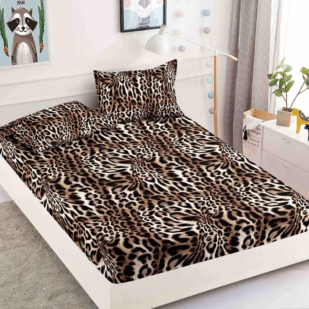 Huse cu Elastic Bumbac Finet o Persoana Maro Leopard CFS54