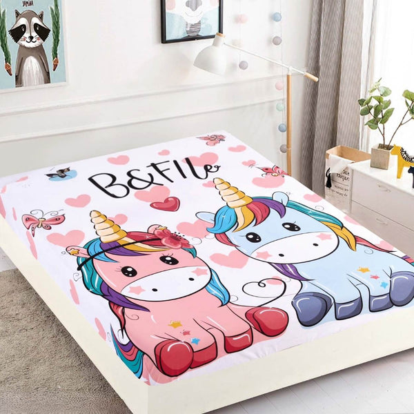 huse cu elastic bumbac finet o persoana alb roz albastru unicorni CFS10