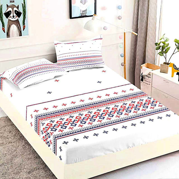 husa cu elastic bumbac finet pat dublu alb traditional CFJ110