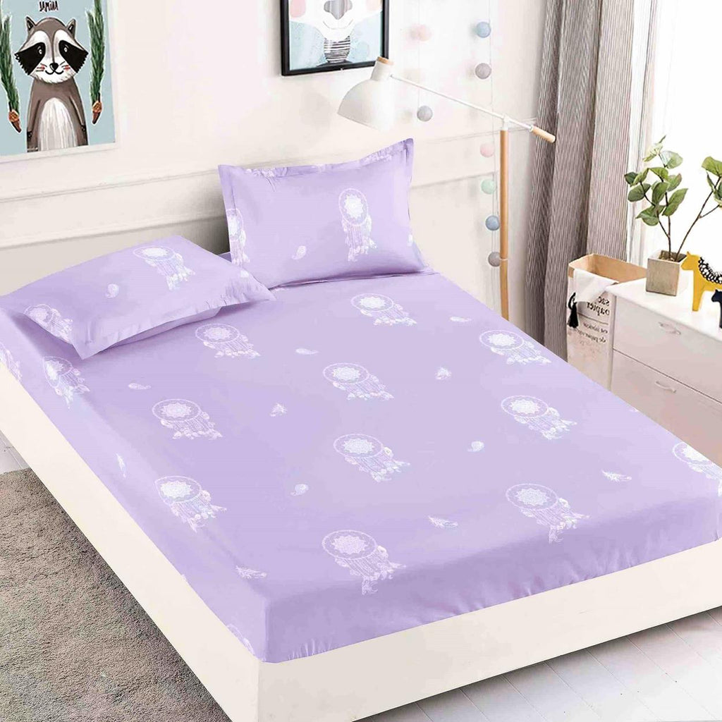 Cearceafuri cu Elastic Bumbac Finet Pat Dublu Mov Pene CFJ44