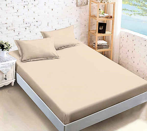 cearceaf cu elastic bumbac finet pat dublu crem CFJ81