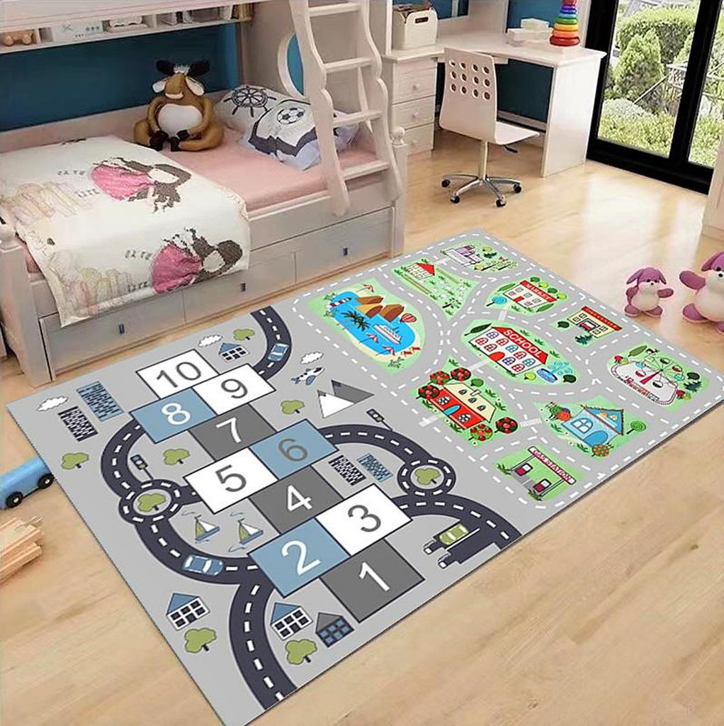 Covoare Antiderapante Educative Copii 120x180 cm Gri Jocuri AD03