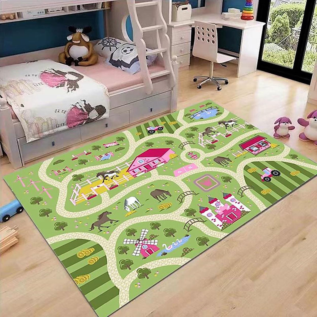 Covoare Antiderapante Educative Copii 120x180 cm Verzi Animalute AD11