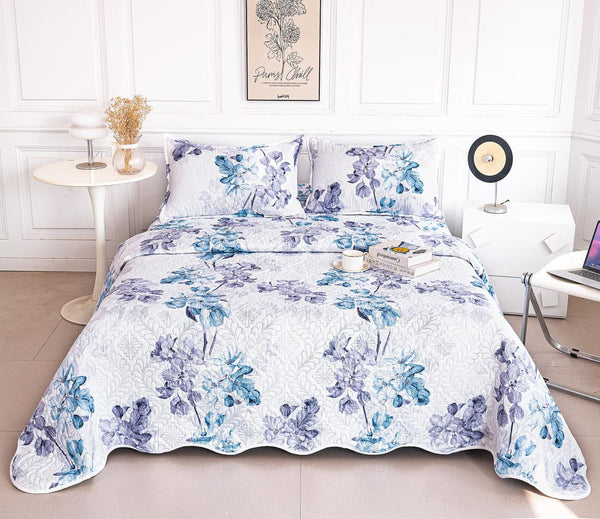 Cuverturi de Pat Matlasate 1+1 Gratis Albe Floral CM335A