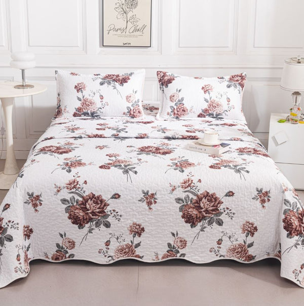 cuverturi de pat matlasate 1+1 gratis alb floral CM241B