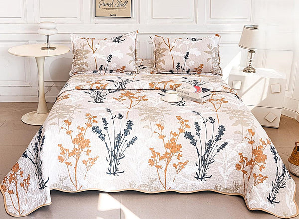 cuverturi de pat matlasate 1+1 gratis crem flori CM220B