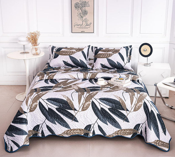 Cuverturi de Pat Matlasate 1+1 Gratis Multicolor Frunze CM325B