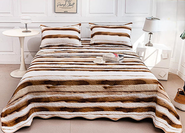 cuverturi de pat matlasate 1+1 gratis maro abstract CM220A