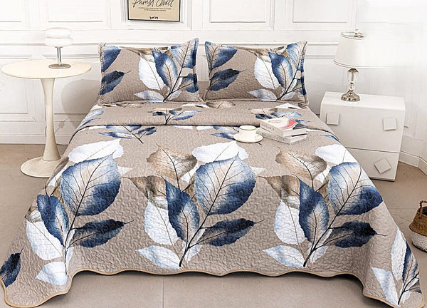 cuverturi de pat matlasate 1+1 gratis maro frunze CM208B
