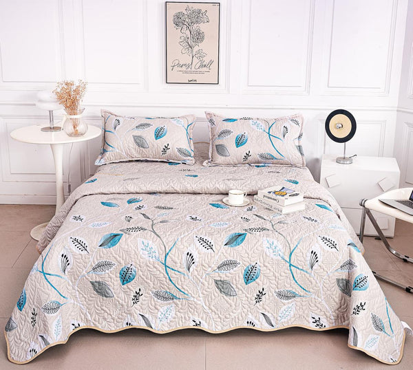 Cuverturi de Pat Matlasate 1+1 Gratis Crem Floral CM307B