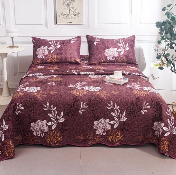 cuverturi de pat matlasate 1+1 gratis grena floral CM232B