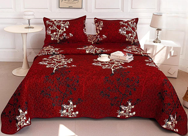 cuverturi de pat matlasate 1+1 gratis grena flori CM210B