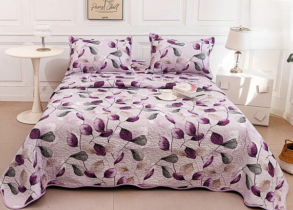 cuverturi de pat matlasate 1+1 gratis mov flori CM209B